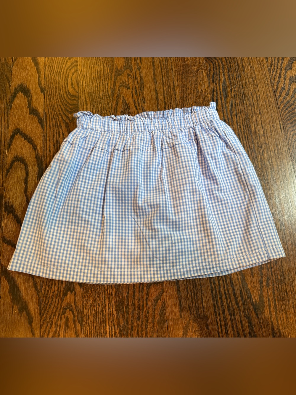 Girls Blue Gingham Elastic Waist Skirt